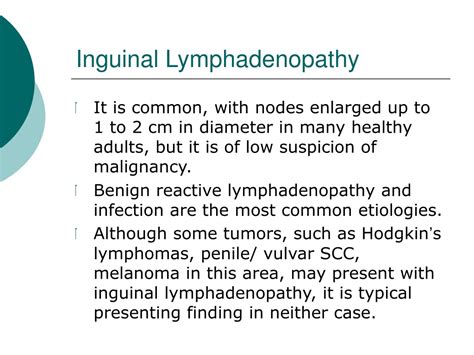 inguinal lymphadenopathy workup